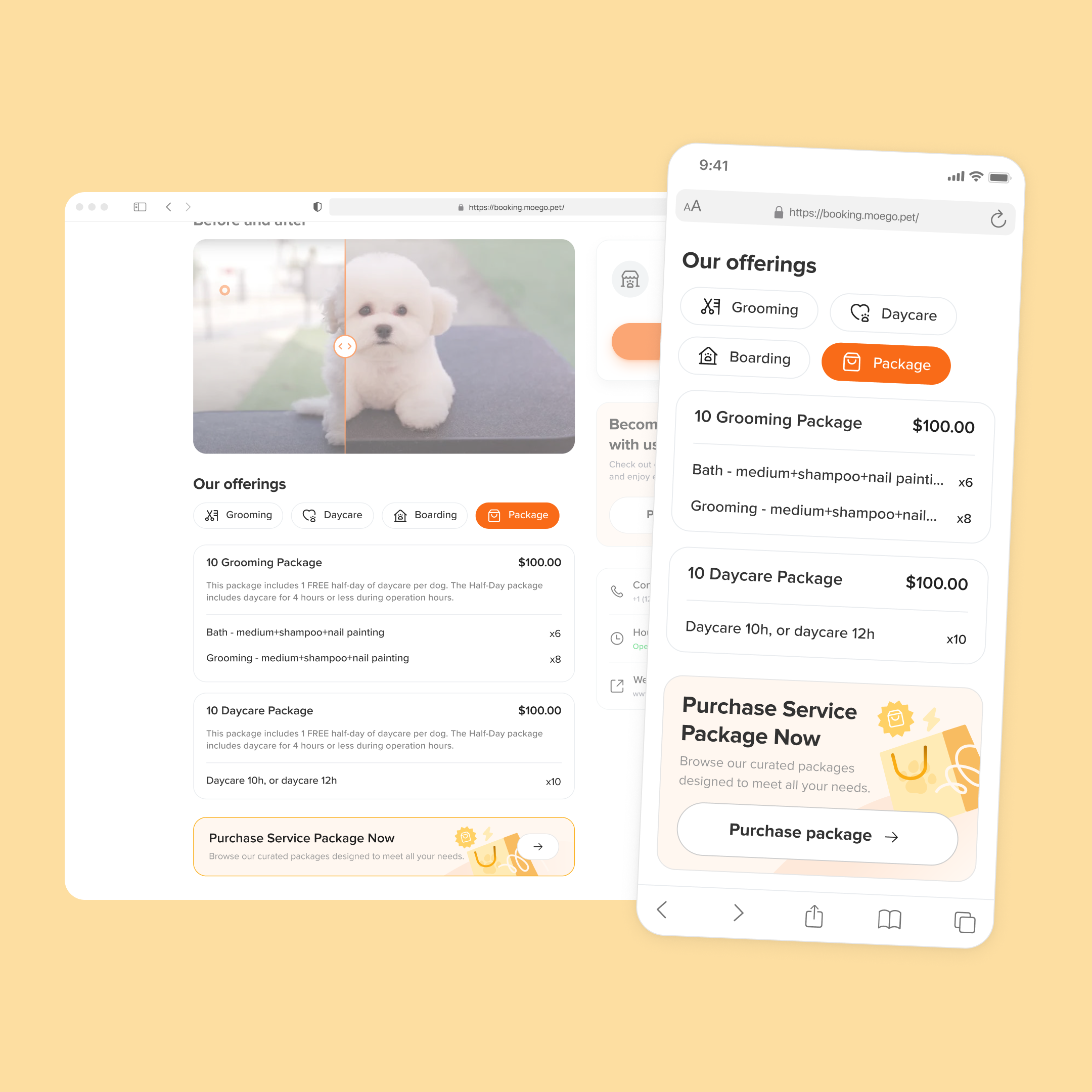 1 OnlineBooking Landing Page - Pacakge Purchase