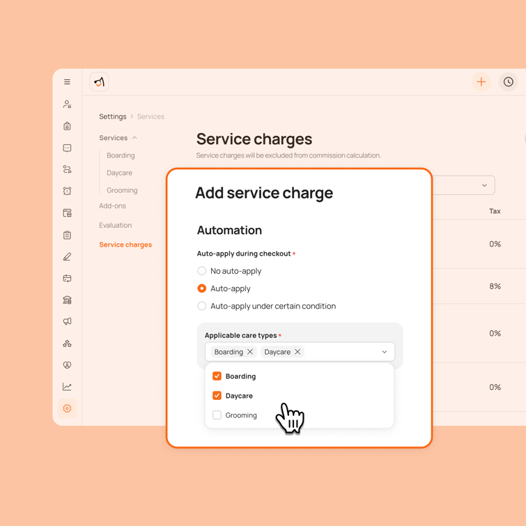 Auto-Apply Service Charges by Service Type