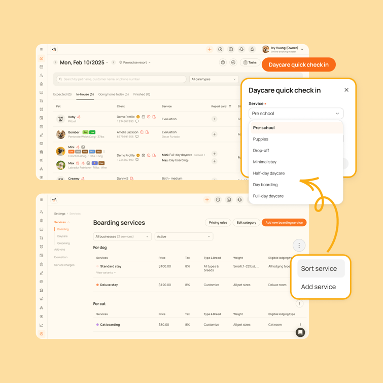 Daycare quick check-iin_sort rules