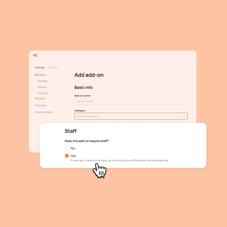 Different types of add-on settings - Staff
