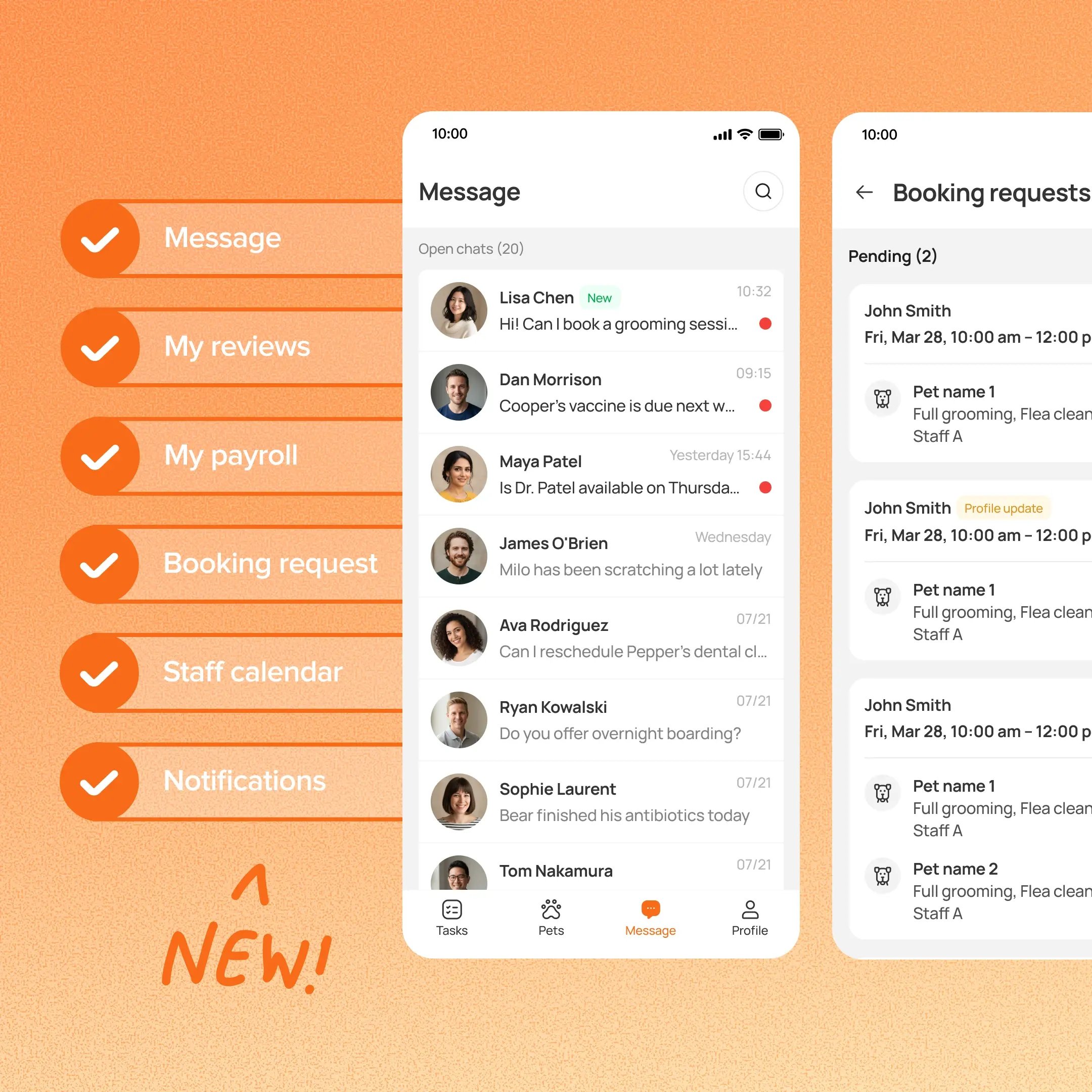MoeGo Team App_ Messaging, Requests, Notifications, Reviews & Payroll