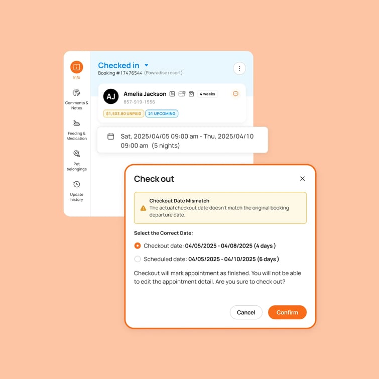 check out alerts for accurate boarding charges